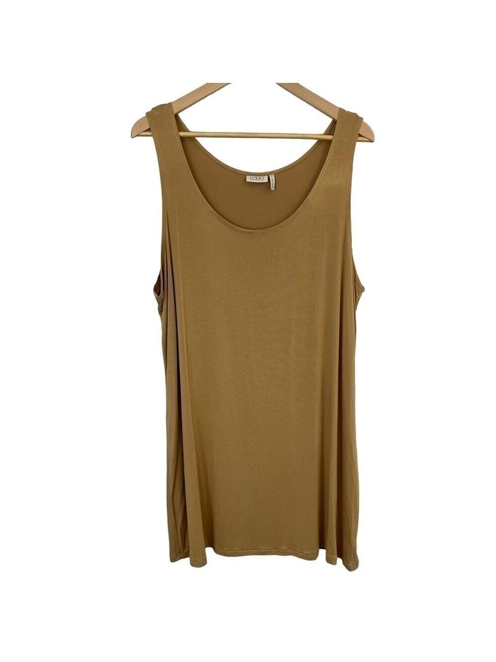 LOGO Lori Goldstein Tank Womens 2X Tan Brown Sleeveless Top Scoop Neck Staple